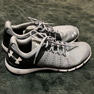 Under Armour Gray and Black Athletic Shoes with Mesh Upper